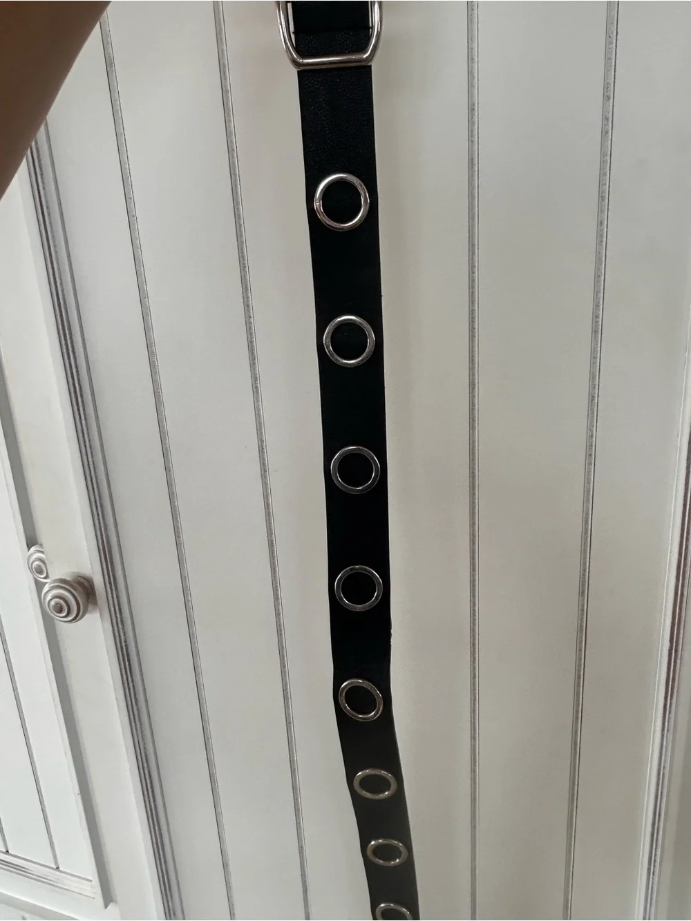 Black Grommet Belt with Silver Hardware